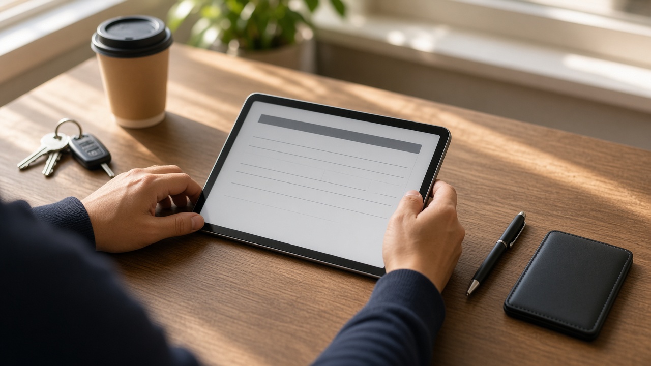 Dealer application on a tablet at a store desk